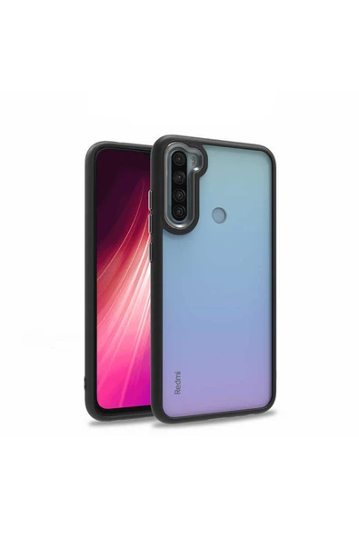 CEPCASE    Xiaomi Redmi Note 8 Kılıf Şeffaf Arka Yüzey Kontrast Renk Kamera Çerçeve Tuş Takımı Orjinal Kalıp