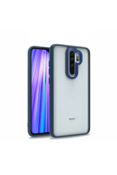CEPCASE Xiaomi Redmi Note 8 Pro Kılıf Şeffaf Arka Yüzey Kontrast Renk Kamera Çerçeve Tuş Takımı