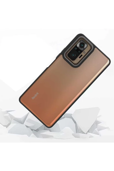 CEPCASE    Xiaomi Redmi Note 10s Kılıf Şeffaf Arka Yüzey Kontrast Renk Kamera Çerçeve Tuş Takımı Orjinal Kalıp - Resim 3