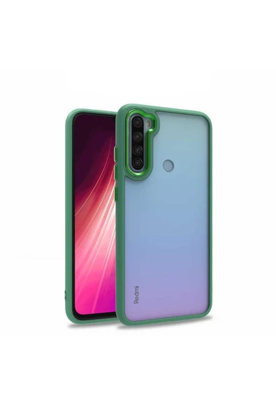 CEPCASE    Xiaomi Redmi Note 8 Kılıf Şeffaf Arka Yüzey Kontrast Renk Kamera Çerçeve Tuş Takımı Orjinal Kalıp