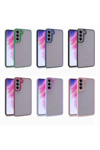 CEPCASE    Samsung Galaxy S21 Fe Kılıf Şeffaf Arka Yüzey Kontrast Renk Kamera Çerçeve Tuş Takımı Orjinal Kalıp - Resim 3