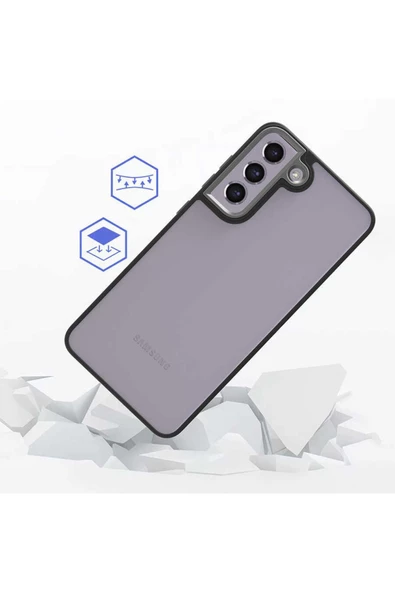 CEPCASE    Samsung Galaxy S21 Fe Kılıf Şeffaf Arka Yüzey Kontrast Renk Kamera Çerçeve Tuş Takımı Orjinal Kalıp - Resim 4