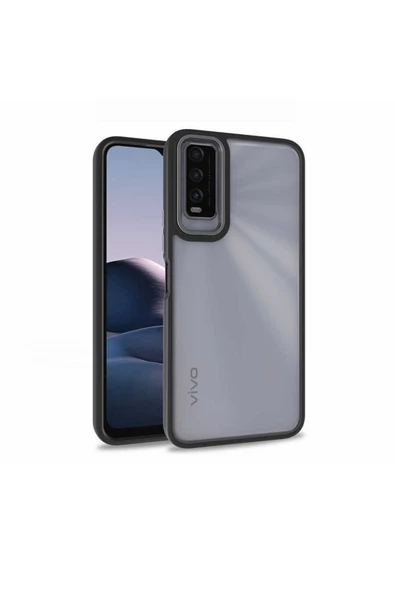 CEPCASE    Vivo Y20s Kılıf Şeffaf Arka Yüzey Kontrast Renk Kamera Çerçeve Tuş Takımı Orjinal Kalıp ürün görseli