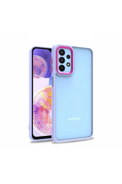 CEPCASE    Samsung Galaxy A23 Kılıf Şeffaf Arka Yüzey Kontrast Renk Kamera Çerçeve Tuş Takımı Orjinal Kalıp ürün görseli