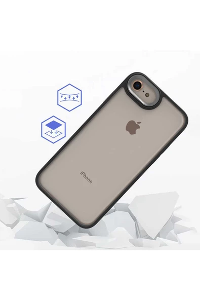 CEPCASE    Iphone Se 2020 Kılıf Şeffaf Arka Yüzey Kontrast Renk Kamera Çerçeve Tuş Takımı Kalıp - Resim 4