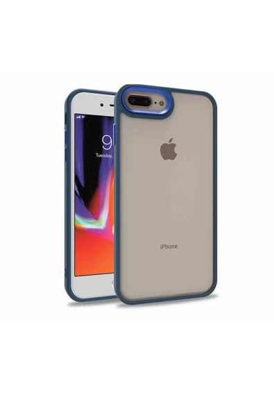 CEPCASE    Iphone 7 Plus Kılıf Şeffaf Arka Yüzey Kontrast Renk Kamera Çerçeve Tuş Takımı Kalıp