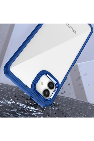 CEPCASE    Samsung Galaxy A04 Kılıf Şeffaf Arka Yüzey Kontrast Renk Kamera Çerçeve Tuş Takımı Orjinal Kalıp - 6