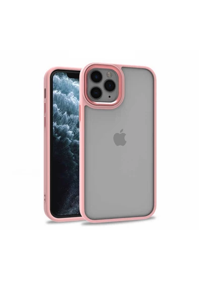 CEPCASE    Iphone 11 Pro Kılıf Şeffaf Arka Yüzey Kontrast Renk Kamera Çerçeve Tuş Takımı Kalıp - Resim 2