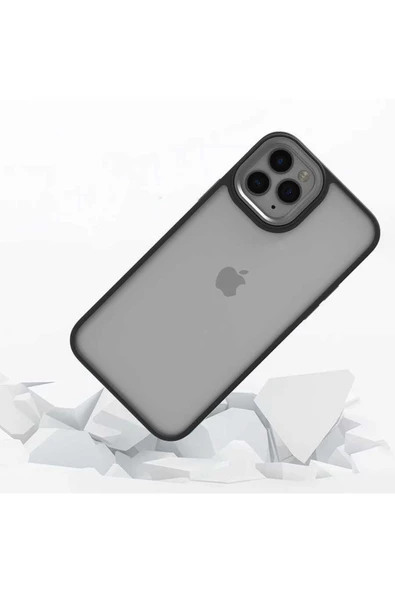 CEPCASE    Iphone 11 Pro Kılıf Şeffaf Arka Yüzey Kontrast Renk Kamera Çerçeve Tuş Takımı Kalıp - Resim 3