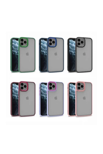 CEPCASE    Iphone 11 Pro Kılıf Şeffaf Arka Yüzey Kontrast Renk Kamera Çerçeve Tuş Takımı Kalıp - Resim 4
