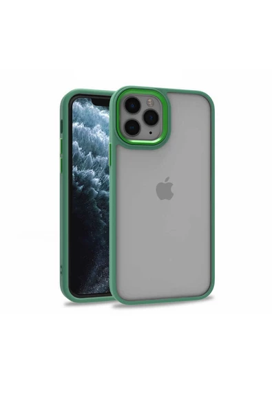 CEPCASE    Iphone 11 Pro Kılıf Şeffaf Arka Yüzey Kontrast Renk Kamera Çerçeve Tuş Takımı Kalıp