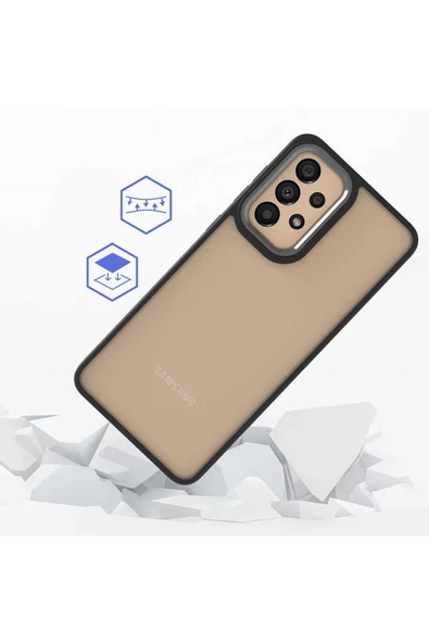 CEPCASE    Samsung Galaxy A33 5g Kılıf Şeffaf Arka Yüzey Kontrast Renk Kamera Çerçeve Tuş Takımı Orjinal Kalıp - 4