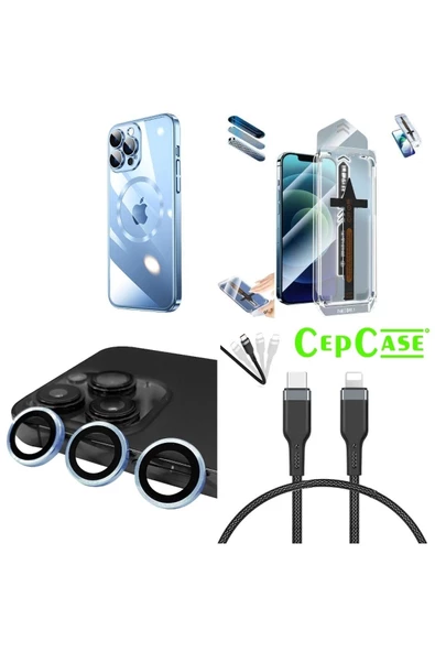 CEPCASE    Iphone 14 Pro Max Kılıf Magsafe Ekran Koruma Lens Koruma Yeni Nesil Usb Komble Set Takım - 1