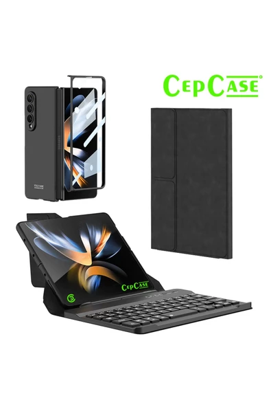 CEPCASE    Samsung Galaxy Z Fold 2 Kılıf Standlı Bluetooth Klavyeli Foldable Magnet Stand Keyboard Set Kılıf