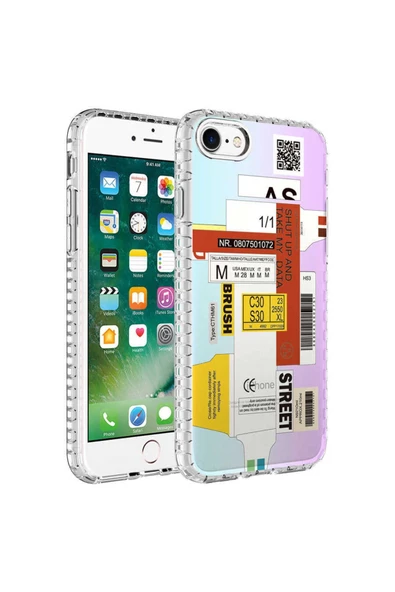 CEPCASE    Iphone Se 2020 Kılıf Kenar Korumalı Desenli Colorful Graphic Design Silikon Kapak