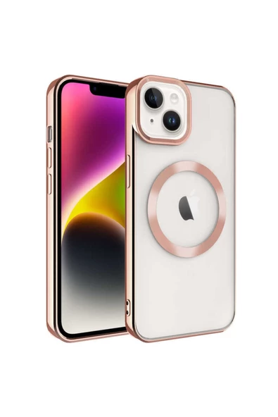 CEPCASE    Iphone 14 Kılıf Magsafe Wireless Şarj Özellikli Renkli Kenar Ve Kamera Çerçeveli Silikon