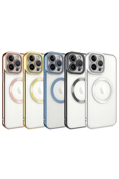 CEPCASE    Iphone 13 Pro Kılıf Magsafe Wireless Şarj Özellikli Renkli Kenar Ve Kamera Çerçeveli Silikon - Resim 3