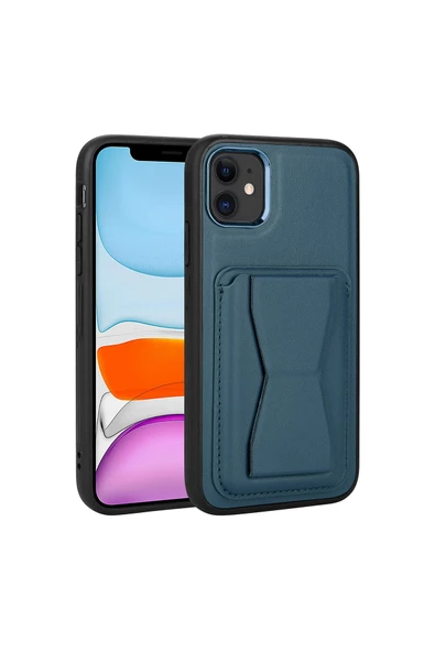 CEPCASE    Iphone 11 Kılıf Natural Leather Luxury Kartlık Bölmeli Standlı Deri Kapak