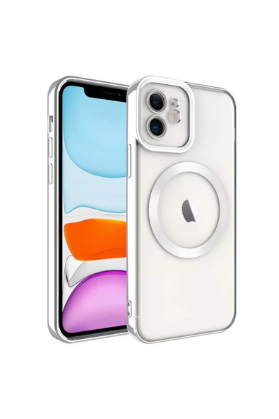 CEPCASE    Iphone 11 Kılıf Magsafe Wireless Şarj Özellikli Renkli Kenar Ve Kamera Çerçeveli Silikon - Resim 2