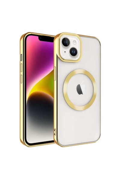 CEPCASE    Iphone 14 Plus Kılıf Magsafe Wireless Şarj Özellikli Renkli Kenar Ve Kamera Çerçeveli Silikon