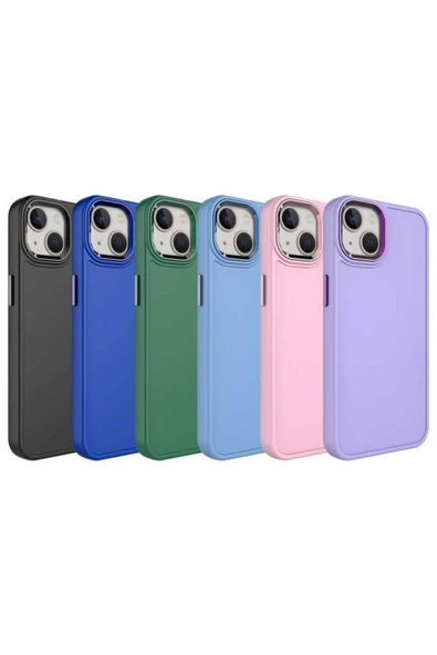CEPCASE    Iphone 14 Plus Kılıf Soft Patel Renkler Metal Kamera Çerçeve Metal Hassas Tuş Takımlı Kapak - Resim 3