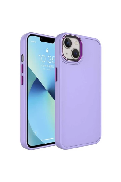 CEPCASE    Iphone 14 Kılıf Soft Patel Renkler Metal Kamera Çerçeve Metal Hassas Tuş Takımlı Kapak