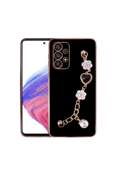 CEPCASE    Samsung Galaxy A52 Kılıf Taşlı El Tutma Aparatlı Kamera Korumalı Silikon Kapak