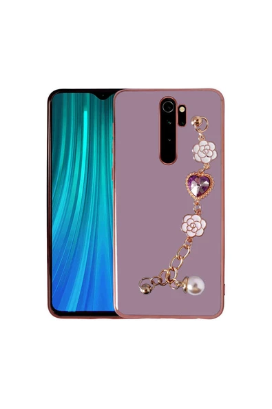 CEPCASE    Xiaomi Redmi Note 8 Pro Kılıf Taşlı El Tutma Aparatlı Kamera Korumalı Silikon Kapak