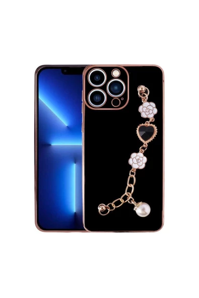 CEPCASE    Iphone 14 Pro Kılıf Taşlı El Tutma Aparatlı Kamera Korumalı Silikon Kapak - Resim 2