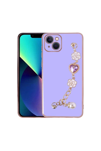 CEPCASE    Iphone 13 Kılıf Taşlı El Tutma Aparatlı Kamera Korumalı Silikon Kapak