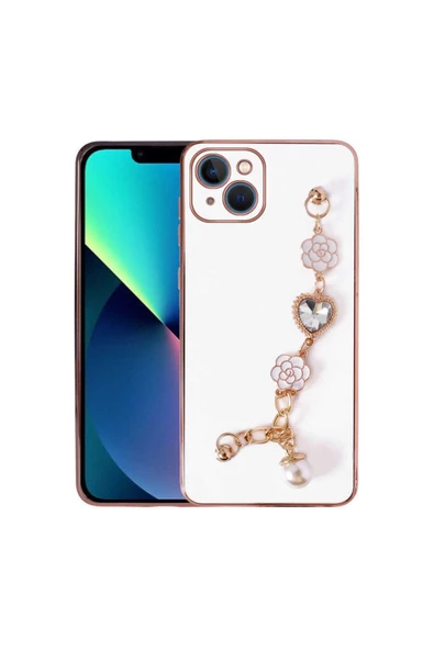 CEPCASE    Iphone 14 Kılıf Taşlı El Tutma Aparatlı Kamera Korumalı Silikon Kapak