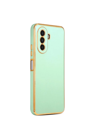 CEPCASE    Huawei Nova Y70 Kılıf Kenarları Parlak Gold Tasarım Pastel Renk Tasarımlı Kapak