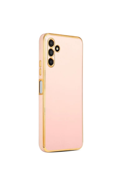 CEPCASE    Samsung Galaxy A04s Kılıf Kenarları Parlak Gold Tasarım Pastel Renk Tasarımlı Kapak