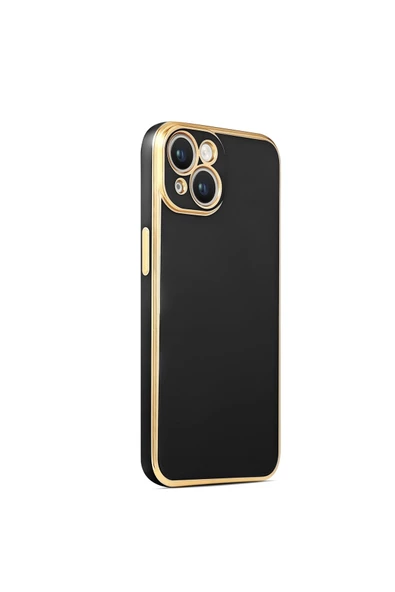 CEPCASE    Iphone 14 Plus Kılıf Kenarları Parlak Gold Tasarım Pastel Renk Tasarımlı Kapak