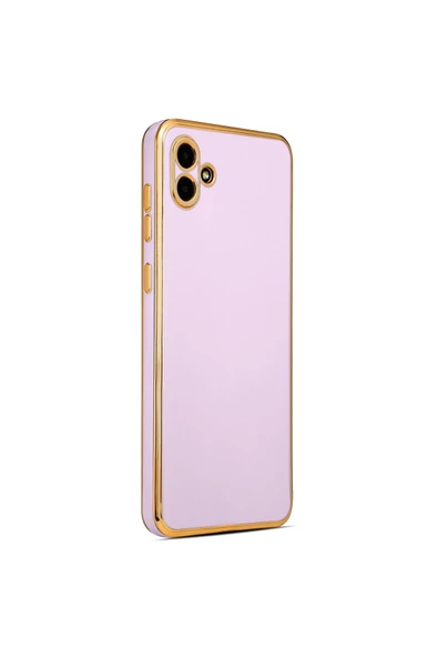 CEPCASE    Samsung Galaxy A04 Kılıf Kenarları Parlak Gold Tasarım Pastel Renk Tasarımlı Kapak