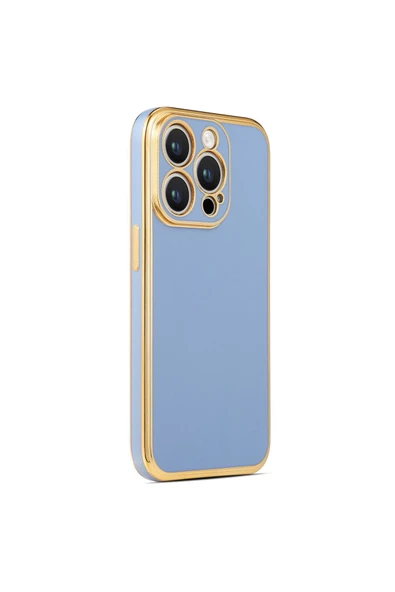 CEPCASE    Iphone 14 Pro Kılıf Kenarları Parlak Gold Tasarım Pastel Renk Tasarımlı Kapak