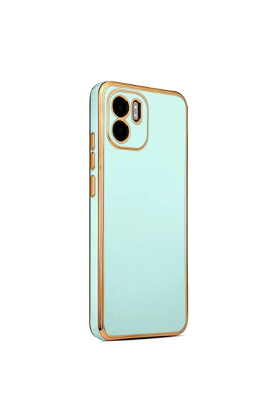 CEPCASE    Xiaomi Redmi A1 Kılıf Kenarları Parlak Gold Tasarım Pastel Renk Tasarımlı Kapak