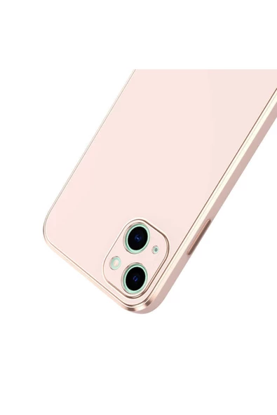 CEPCASE    Iphone 14 Kılıf Kenarları Parlak Gold Tasarım Pastel Renk Tasarımlı Kapak - Resim 5