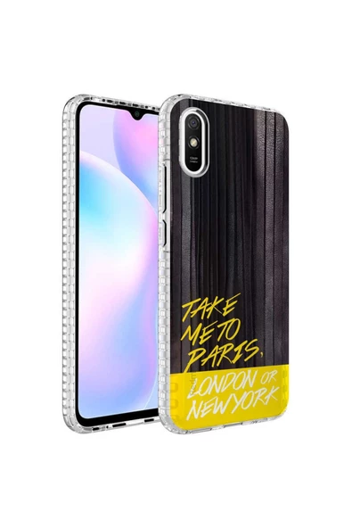 CEPCASE    Xiaomi Redmi 9a Kılıf Kenar Korumalı Desenli Colorful Graphic Design Silikon Kapak