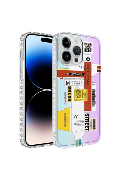 CEPCASE    Iphone 14 Pro Kılıf Kenar Korumalı Desenli Colorful Graphic Design Silikon Kapak - Resim 2