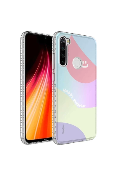 CEPCASE    Xiaomi Redmi Note 8 Kılıf Kenar Korumalı Desenli Colorful Graphic Design Silikon Kapak