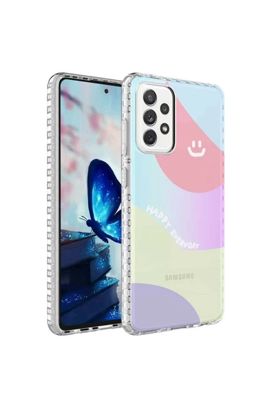 CEPCASE    Galaxy A53 5g Uyumlu  Kılıf Kenar Korumalı Desenli Colorful Graphic Design Silikon Kapak