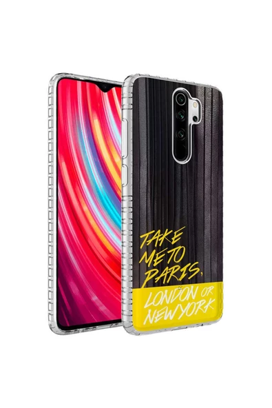 CEPCASE    Xiaomi Redmi Note 8 Pro Kılıf Kenar Korumalı Desenli Colorful Graphic Design Silikon Kapak