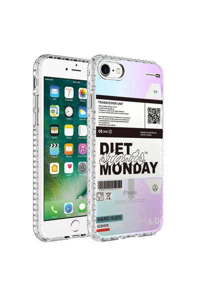 CEPCASE    Iphone Se 2020 Kılıf Kenar Korumalı Desenli Colorful Graphic Design Silikon Kapak