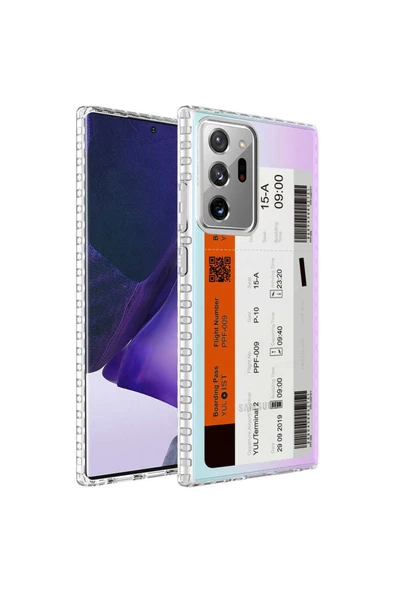 CEPCASE    Samsung Galaxy Note 20 Ultra Kılıf Kenar Korumalı Desenli Colorful Graphic Design Silikon Kapak