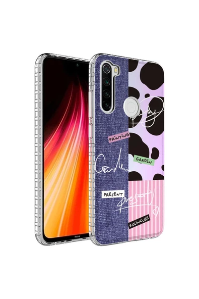 CEPCASE    Xiaomi Redmi Note 8 Uyumlu Kılıf Kenar Korumalı Desenli Colorful Graphic Design Silikon Kapak