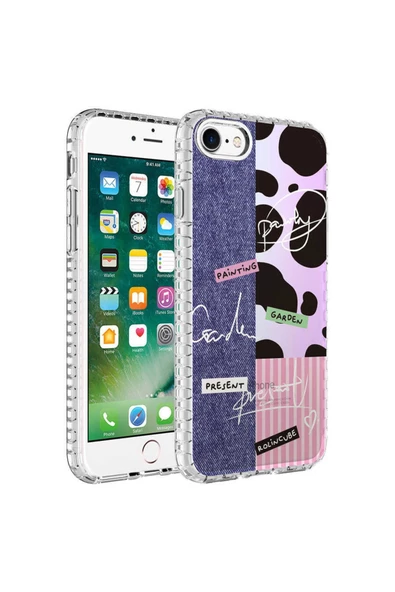 CEPCASE    Iphone Se 2022 Kılıf Kenar Korumalı Desenli Colorful Graphic Design Silikon Kapak