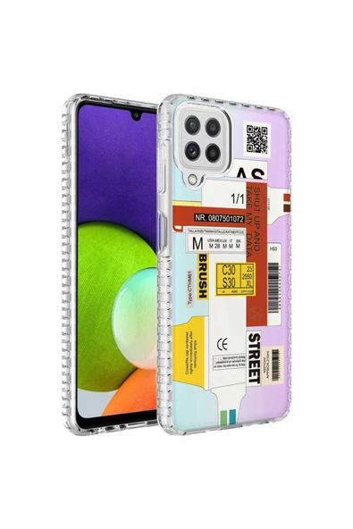 CEPCASE    Samsung Galaxy M22 Kılıf Kenar Korumalı Desenli Colorful Graphic Design Silikon Kapak