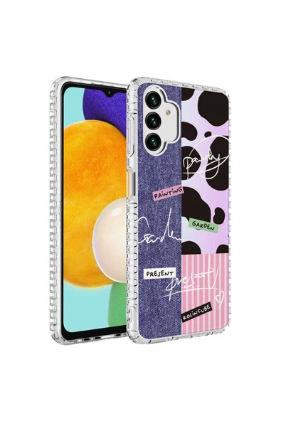CEPCASE    Samsung Galaxy A13 4g Kılıf Kenar Korumalı Desenli Colorful Graphic Design Silikon Kapak