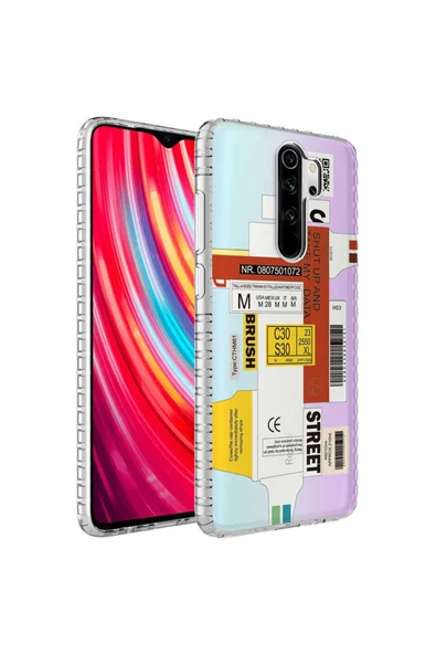 CEPCASE    Xiaomi Redmi Note 8 Pro Kılıf Kenar Korumalı Desenli Colorful Graphic Design Silikon Kapak